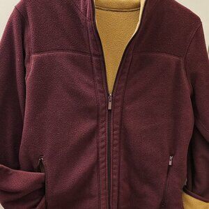 Women's Reversible Full Zip Fleece Jacket Maroon or Mustard, very Warm, M